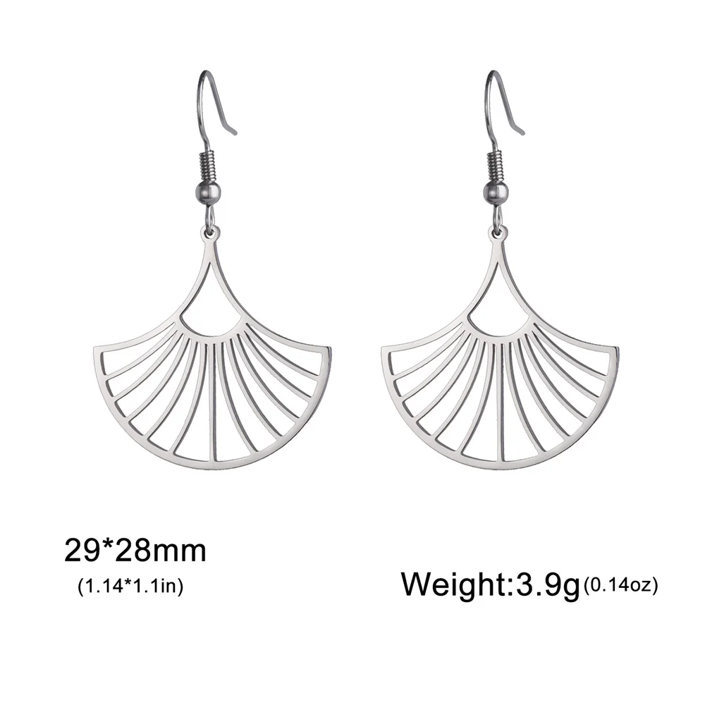 Hohle Fächer form Anhänger baumeln Ohrringe Frauen Mädchen geometrische böhmische High-End-Edelstahl Schmuck Geburtstags geschenk Großhandel – Detail 14