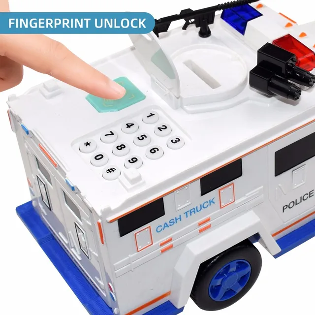 Cartoon Piggy Bank Toys Smart Music Password Banknote Car Coin Bank Figure Toy Pretend Play Saving Money Box Kids Police Cars 4