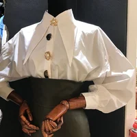 2022 jesień komfort koszula damska ostry róg klapa modna bluzka damska cały mecz koszula z długimi rękawami bluzka Blusas Mujer 15630 5