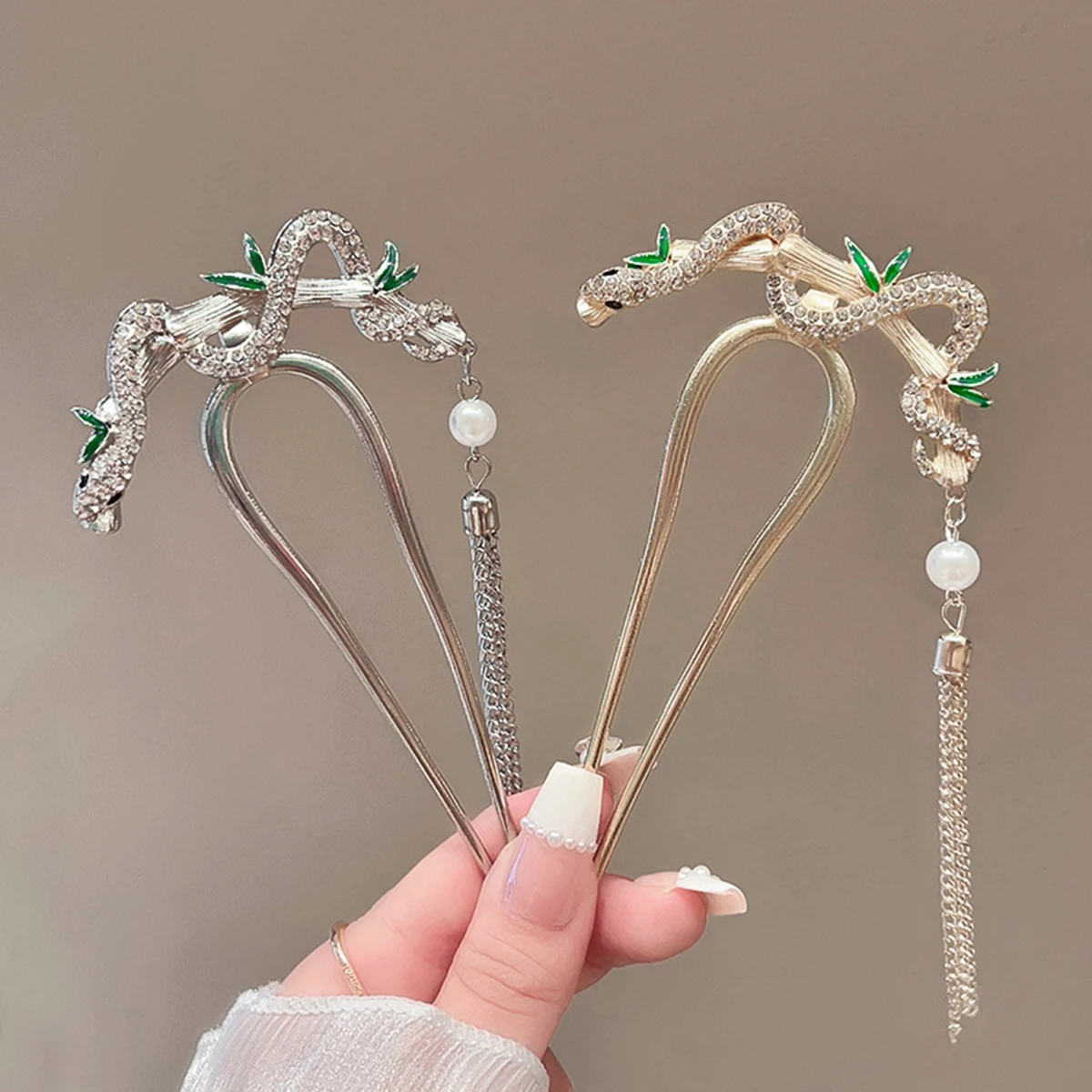 1pc U-Shaped Tassel Hair Fork Elegant Golden Silver Color Hairpin Hair Stick Chinese Style Pendant Headwear For Women Girls