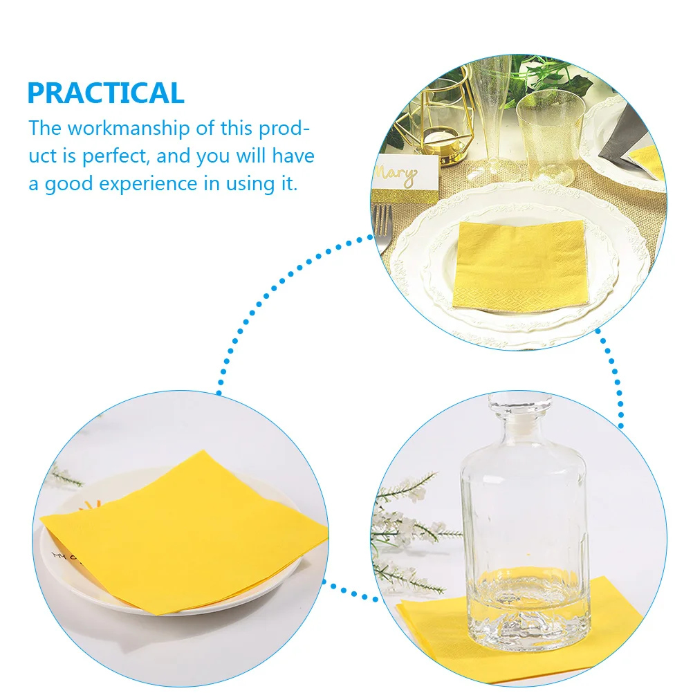 80 Pcs Birthday Party Yellow Napkins Decorative Table Decors Light Tissue Paper