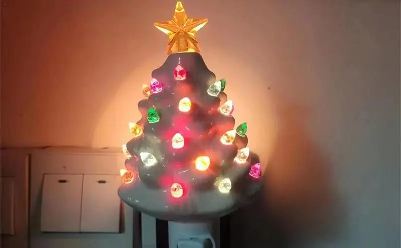 

Porcelain Christmas Tree with Lights Merry Christmas Decorations Tabletop Christmas Tree Ceramic Light Christmas Decor for Shelf