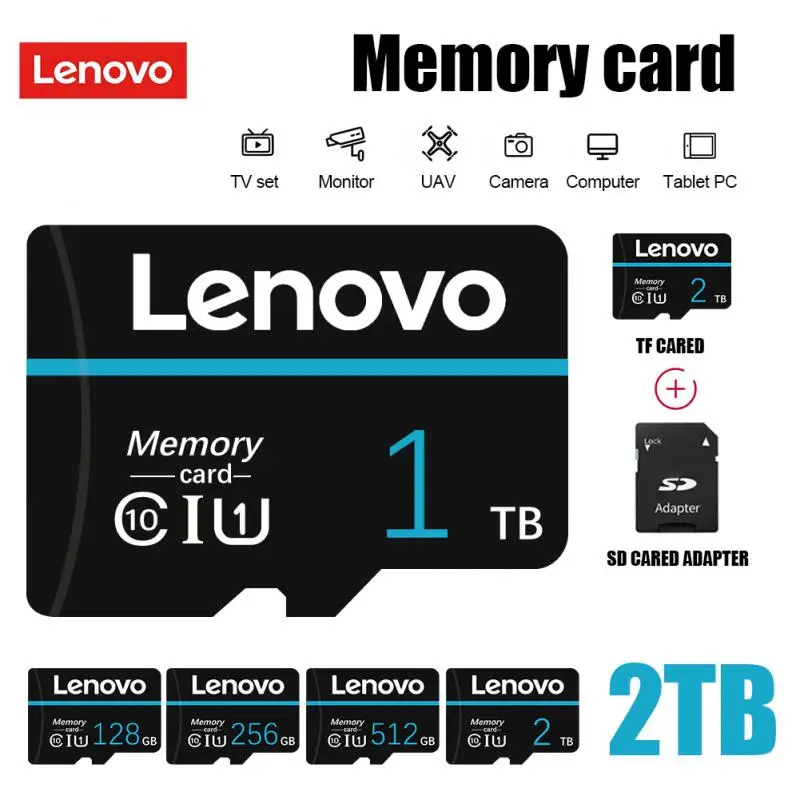 Scheda Di Memoria Lenovo Mini Micro Tf Sd Card Classe 10 128Gb 256Gb U3 4K Scheda Flash Sd Tf Ad Altissima Velocità Per Pc Fotocamera Nintendo 64