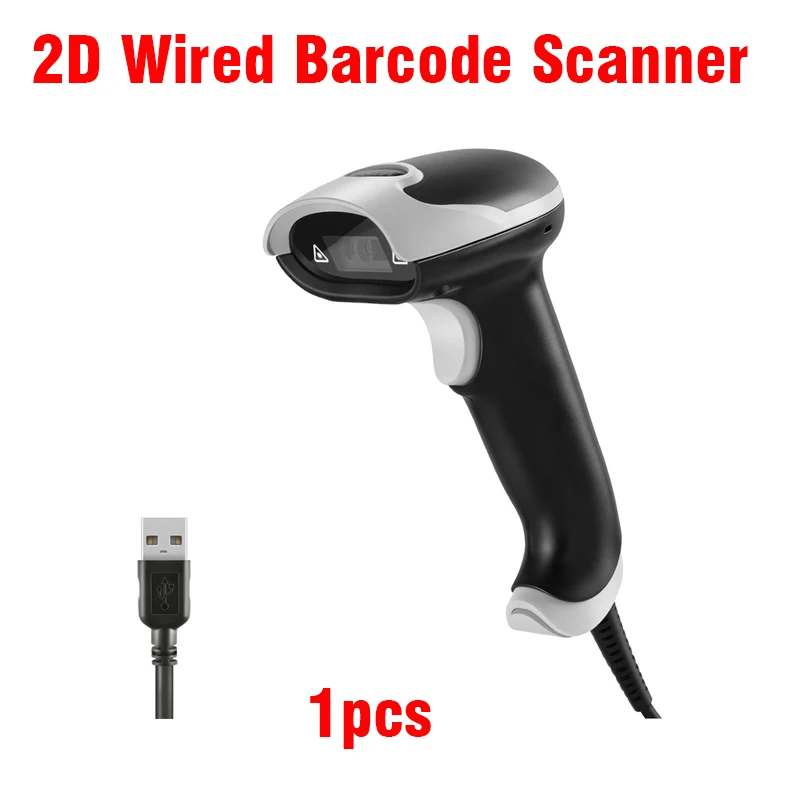 thumbnail image 1 of Lector de código de barras 2D portátil JRHC Lector de código QR USB Lector de código de barras automático con cable 1D 2D y PDF417 Data Matrix Plug and Play, 1 of 5