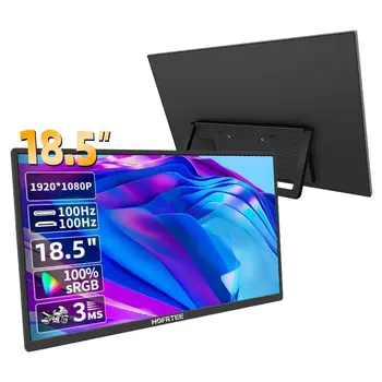 HGFRTEE 18.5 휴대용 울트라 슬림 모니터, 100Hz, RGB100 % 300cd/m2 IPS 노트북 세컨드 스크린 HDMI, VESA 홀 및 스탠드 호환