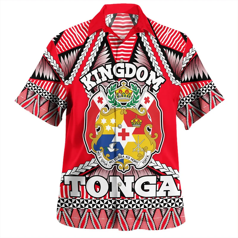 3D Printing The Kingdom Of Tonga National Flag Shirts Men Emblem Coat Arm Graphic Short Harajuku Clothing