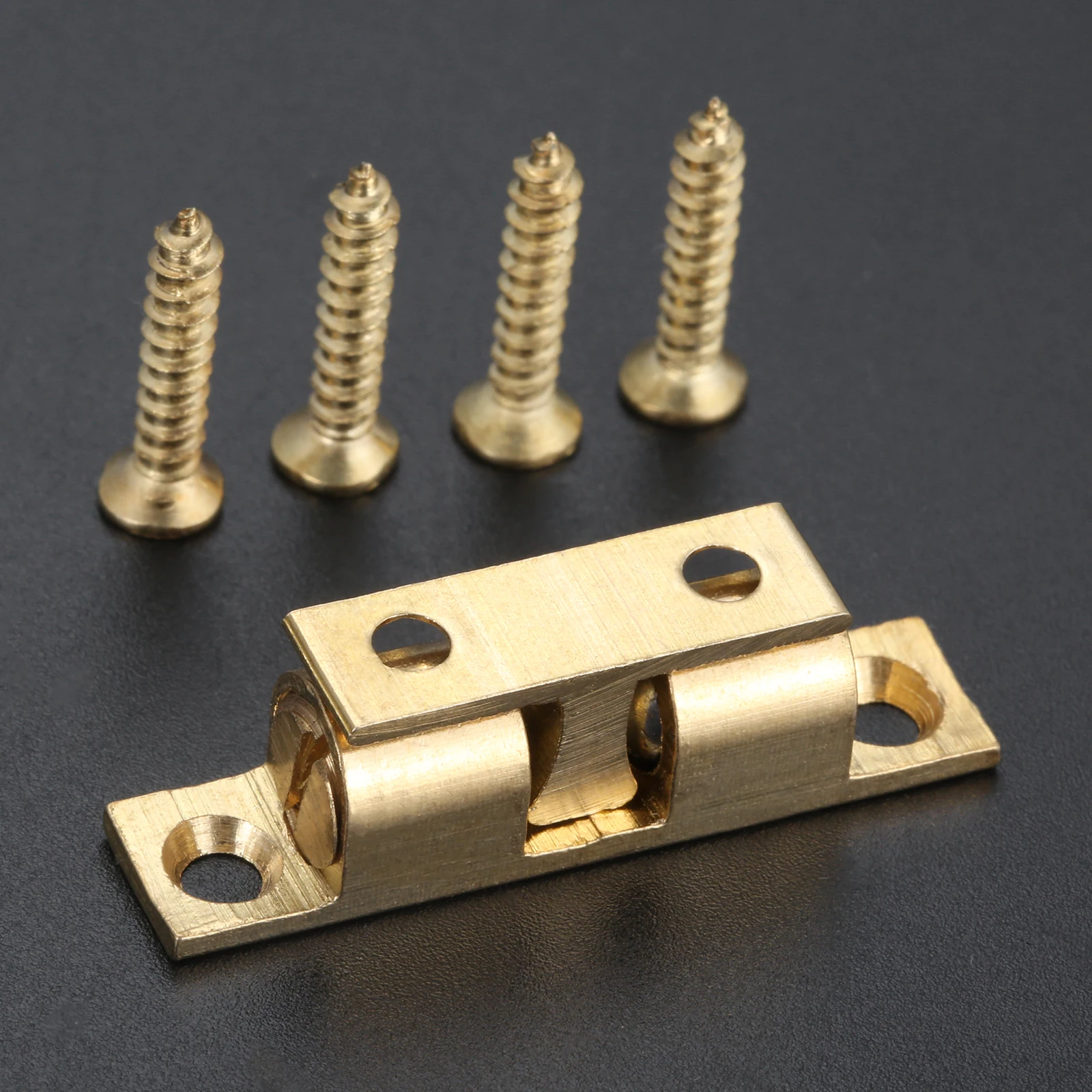 5 Sets 35mm Gold Brass Double Spring Steel Ball Catch Latch w/ Screws For Furniture Cabinet Door Adjustable Closet Tension Latch