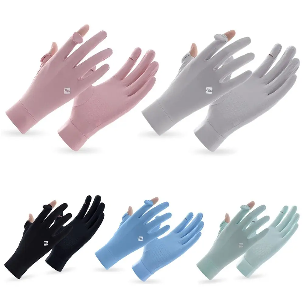 

Длинные солнцезащитные перчатки, модные тонкие солнцезащитные перчатки из ледяного шелка, эластичные варежки с защитой от УФ-лучей для сенсорного экрана, для бега и спорта