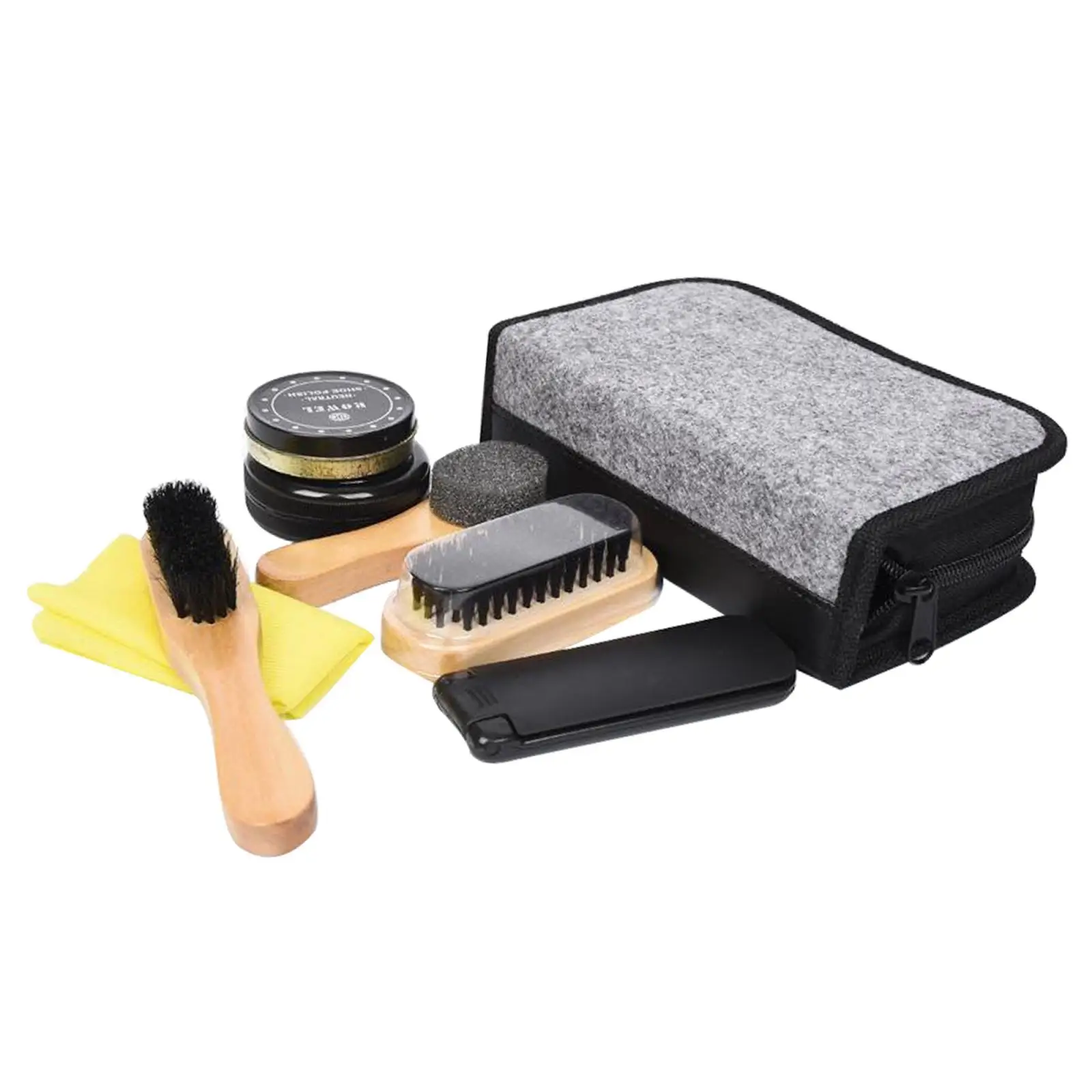 7 Pcs/ Shoes Portable with Storage Bag for Leather Shoes Boots Sneakers Cleaning Set Brush Shine Polishing Tool
