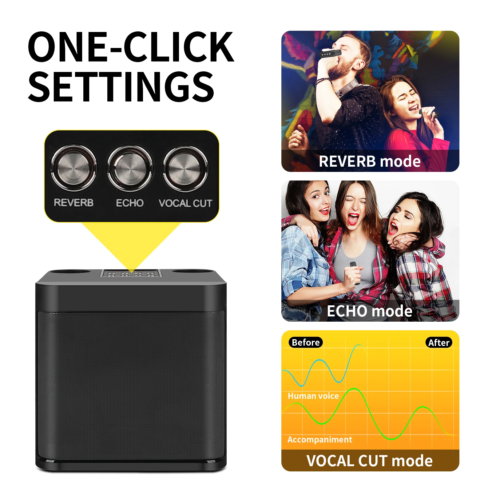 US $58.51 - 64.67 New high-power portable professional karaoke dual microphone bluetooth speaker smart external karaoke equipment caixa de som