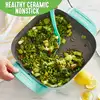 Nonstick Square Electric Skillet with Glass Lid, 12 Inches, Teal 2