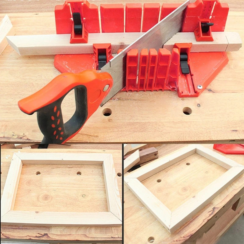 12/14" Adjustable Wood Miter Box Cutting Grip Back 0/22.5/45/90 Degrees Oblique Strip Woodworking Tool
