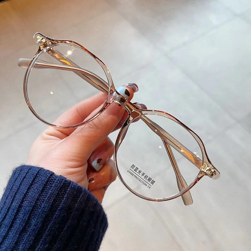 Blue Light Blocking Eyeglasses Frame Fashion Style Round Shape Glass Frames for Men Women TR90 Material Female Glass