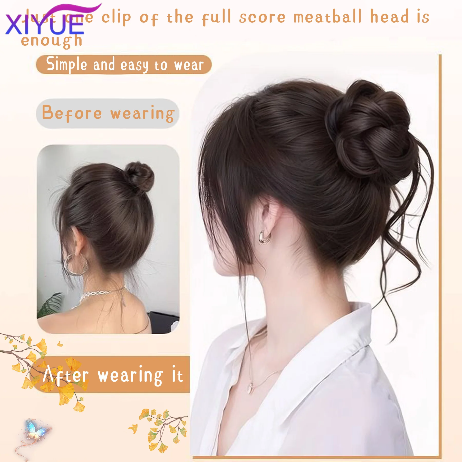 Synthetic Messy Bun Hair Piece Claw Clip Ponytail Extensions Scrunchie-style Lazy Flower Bud Bun Chignon Wavy Curly Ponytail