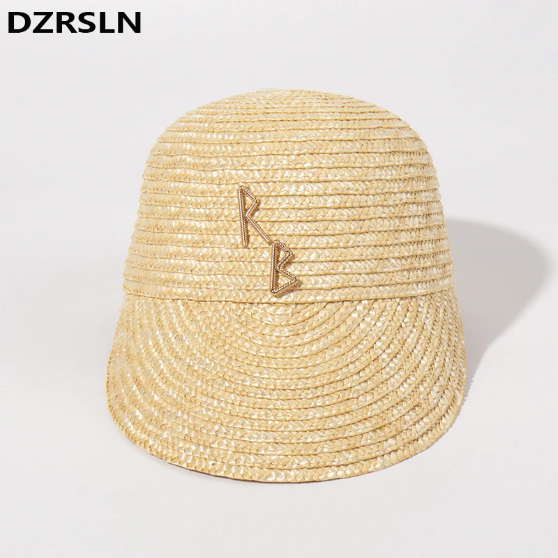 

Summer New Women's Alphabet Straw Hat Luxury Design Outdoor Hawaiian Sunshade Hat Fashion Dome Trend Elegant Beach Hats