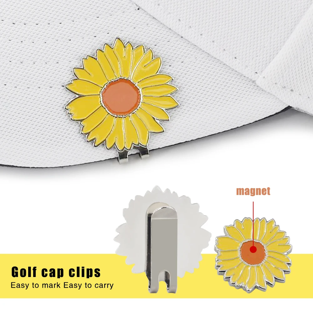 Description Picture 6 of itemGolf Ball Marker Golf Cap Clips With Magnet Mark Golf Ball Position Removable Metal Petal Pattern Drop Ship Golf Accessories