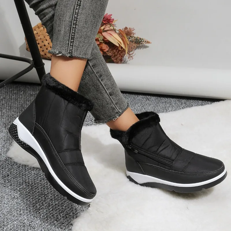 

Зимние теплые и водонепроницаемые ботинки 2023, женские длинные плюшевые ботильоны на платформе, Женская нескользящая обувь с хлопковой подкладкой