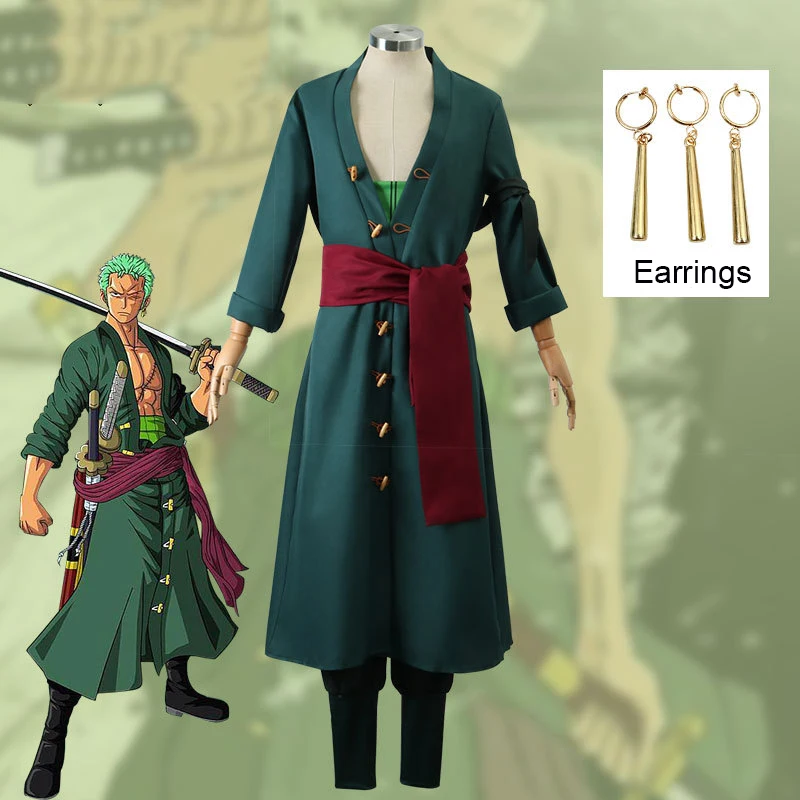 Roronoa Zoro 코스프레 코스튬, 애니메이션 OP Zoro 의류 세트, 기모노 성인 어린이 크리스마스 할로윈 파티 코스프레 소품 선물