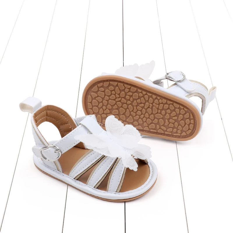 Baby Girls Sandals Summer Kids Beach Shoes Cute 3D Butterfly Flat Shoes Soft Non-slip Sole Toddler First Walker Prewalker
