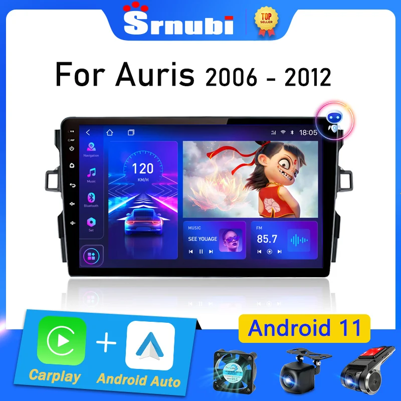 

Srnubi 2 Din Android 11.0 Radio for Toyota Auris E150 2006 - 2012 Carplay Andriod Auto DVD GPS Car Stereo Multimedia Autoradio
