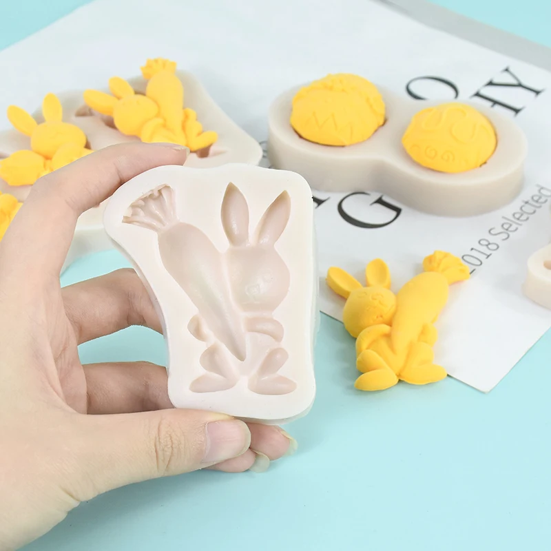 Easter Rabbit Silicone Mold Biscuit DIY Pastry Fondant Moulds Easter Party Home Baking Tool Birthday Party Cake Decoration
