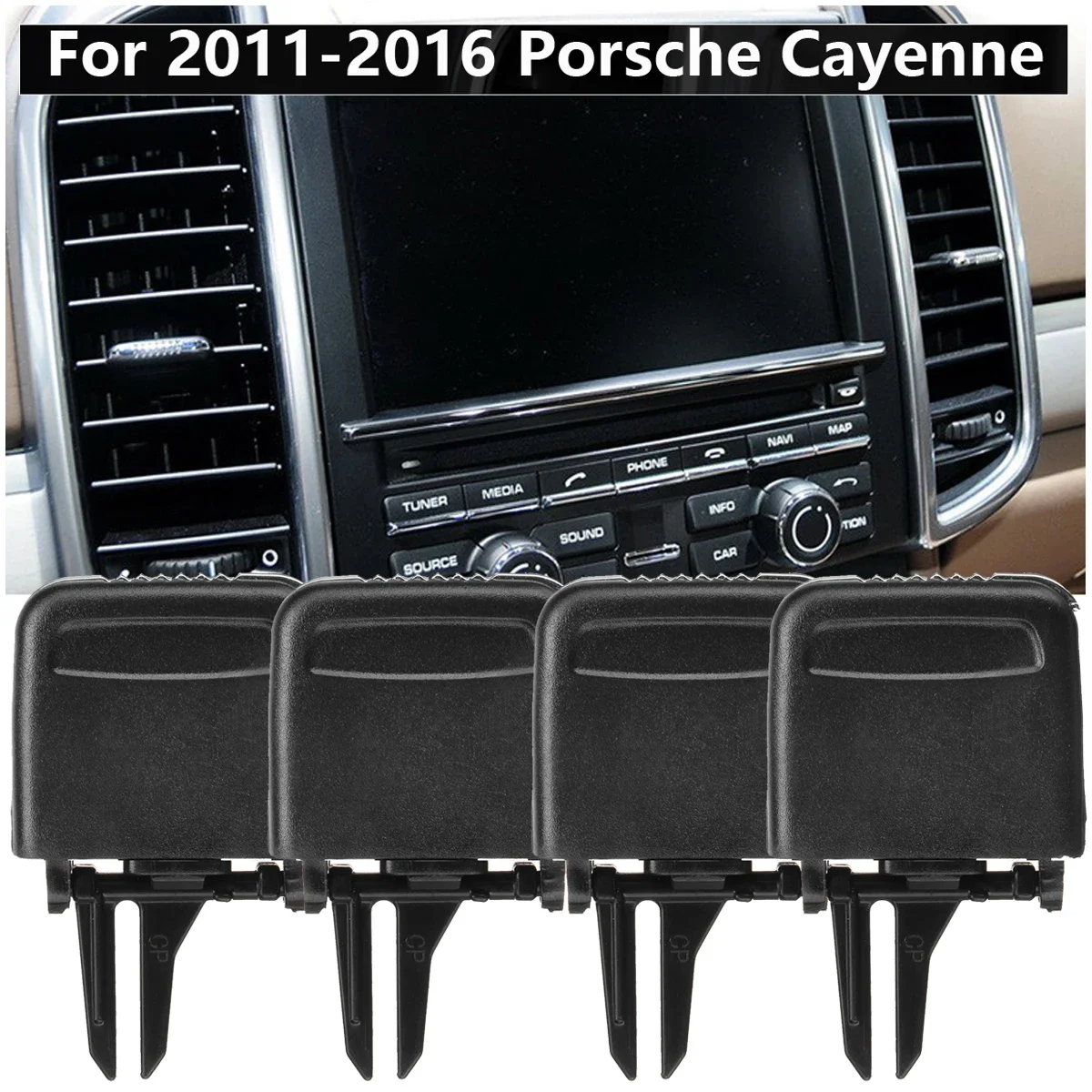 

4 шт., зажимы для вентиляционного отверстия, черного цвета, для Porsche Cayenne 2011-2016
