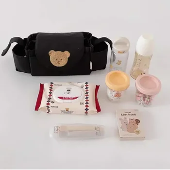 Borsa Organizer per Passeggino, Portabicchieri per Accessori Neonato, Borsa da Viaggio Portatile Universale per Carrozzine