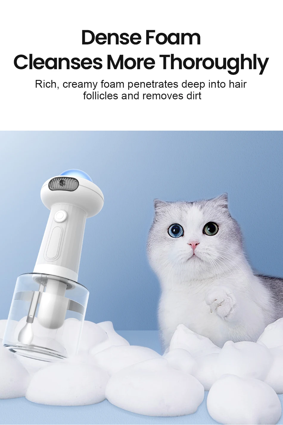 Automatic Pet Soap Dispenser Wireless Electric Cat Foaming Machine Dog Cleaning