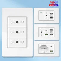 White Tempered Glass Italy USB Type C Smart Fast Charging Wall Socket Plugs Schuko Light Switch Panel Chile TV Sat Computer CAT6 - Image 2