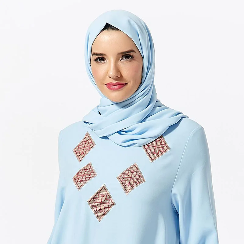 ETOSELL Women Muslim Hijabs Scarf Head Hijab Wrap Blue Full Cover-up Shawls Headband