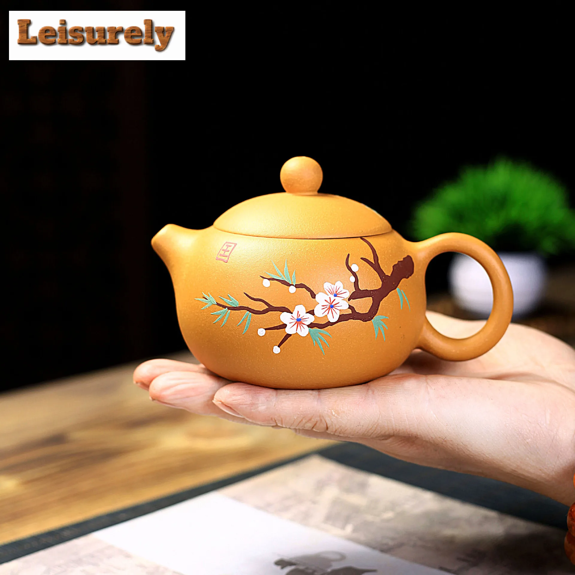 240ml Creative Yixing Purple Clay Teapots Handmade Xishi Pot Raw Ore Section Mud Kettle Chinese Zisha Tea Set Tea Services Craft