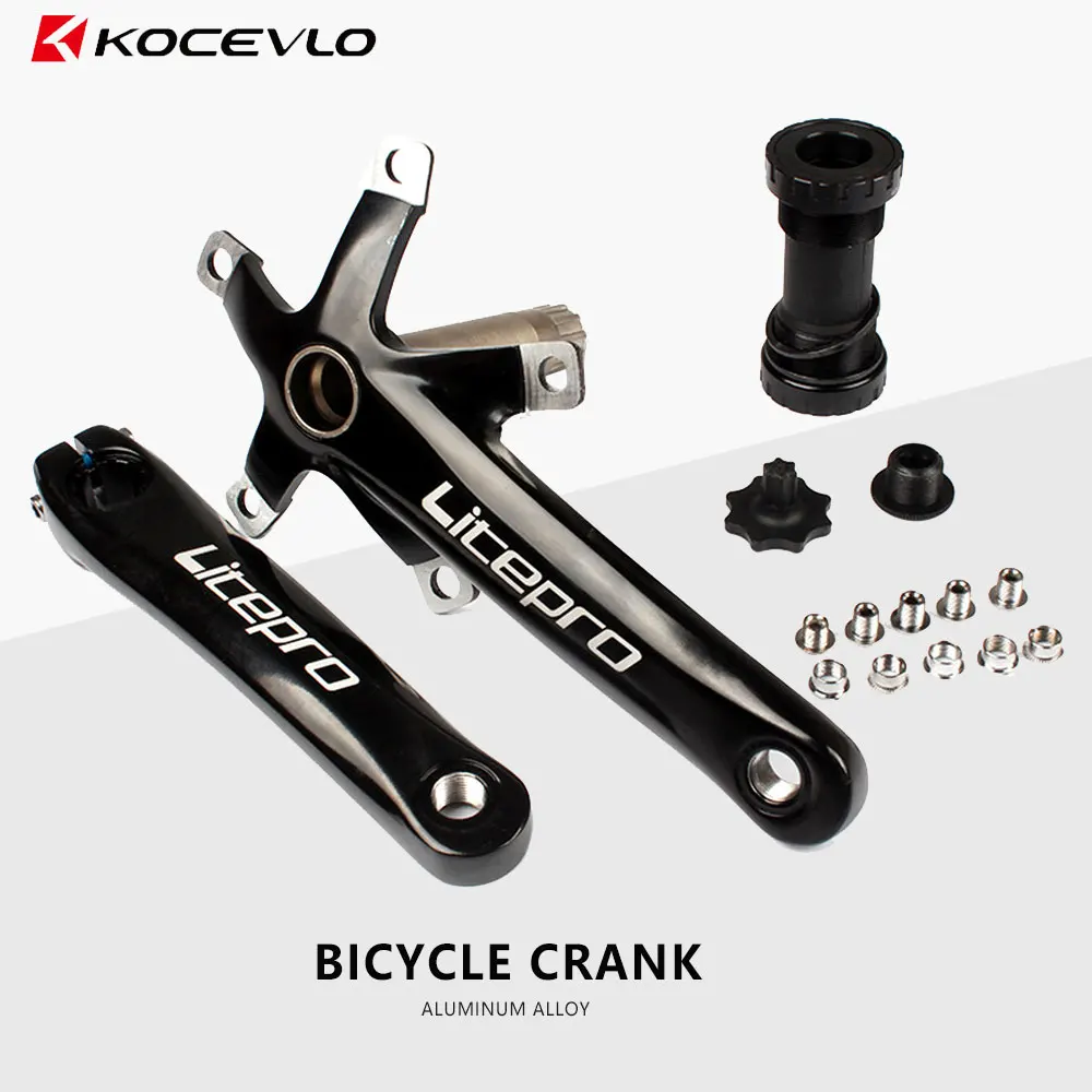 

KOCEVLO Folding Bicycle Crank Aluminum Alloy 170mm Hollow Integrally MTB Mountain Bike BCD 130 Crankset Tooth Plate Parts