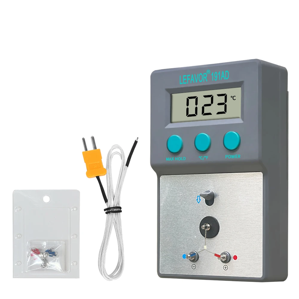 LF191AD Lötkolbenspitze, Thermometer, Temperaturtester, 0–800 °C, mit 5 x bleifreien Sensor-Set, Thermoelement-C/F-Schalter vom Typ K