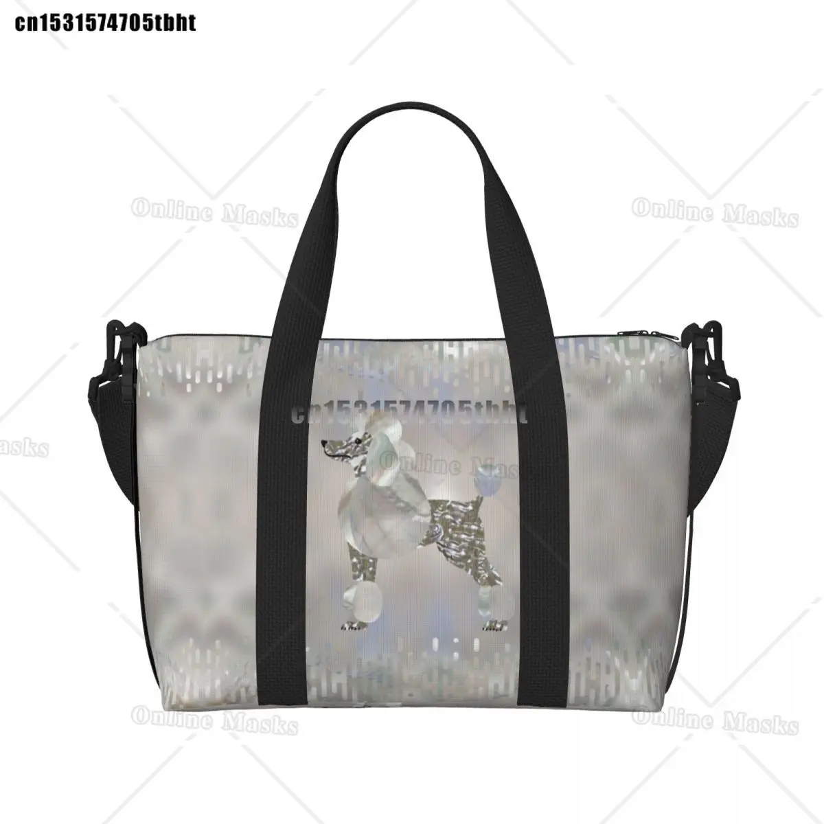 Luxury Pearl And Abalone Poodle Dog Grocery Tote Shopping Bag Women Big Capacity Pudel Caniche Beach Gym Travel Bags
