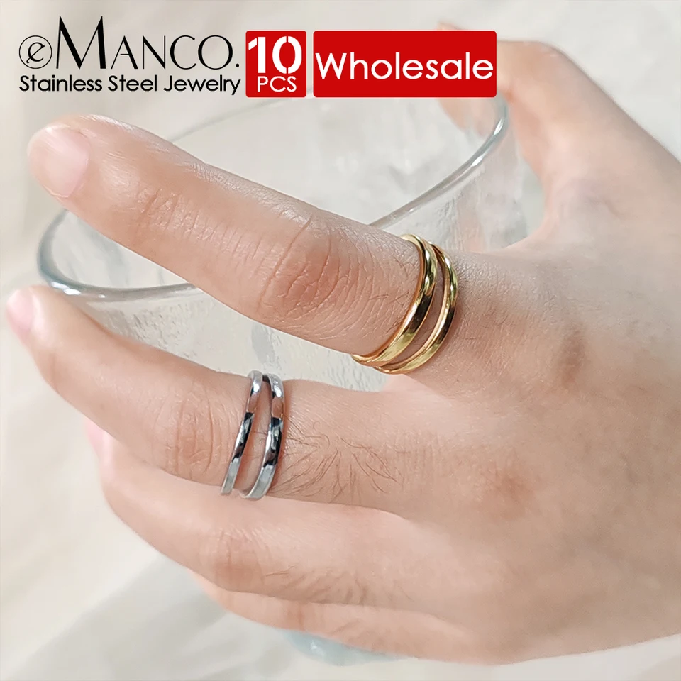 eminco♡ eManco 10PCS Retro Minimalist Stainless Steel Double Layer