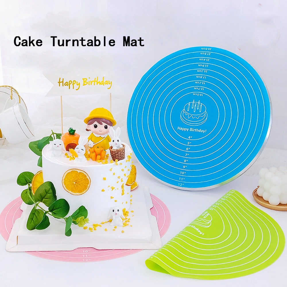 10.2/11.8inch Circular Silicone Baking Mat DIY Handmade Jewelry Made Anti Dirt Tabletop Pad Cake Turntable Anti Slip Pad
