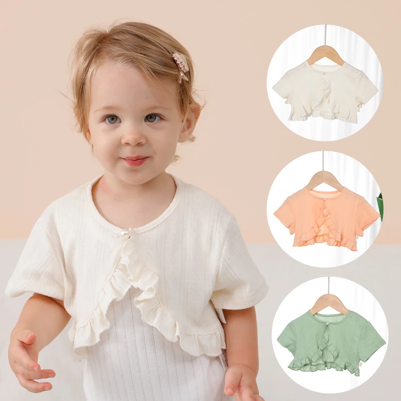 NEW Baby shawl for girls cotton Breathable Kawaii Short sleeve Fashion Baby Clothes for 1-6 Years
