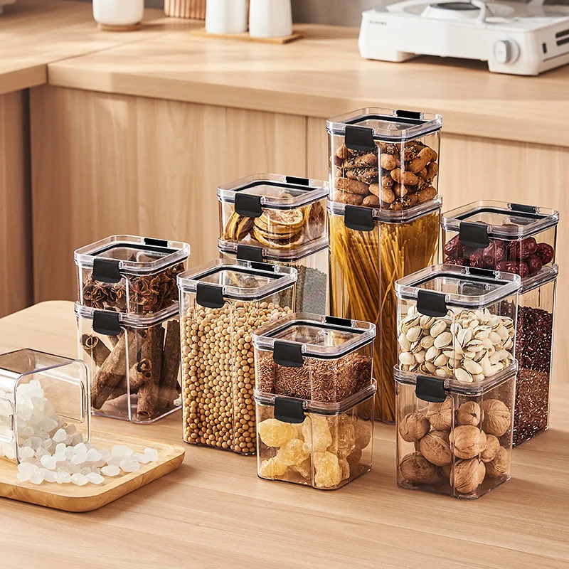 Food Storage Container Plastic Kitchen Refrigerator Noodle Box Multigrain  Storage Tank Transparent Sealed Cans 3 pcs-11 pcs sets