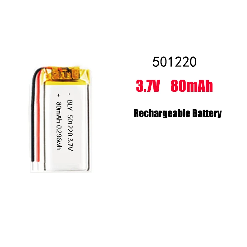 Batería Recargable Polímero 3.7V 80mAh Modelo 501220 - Para Auriculares, Gafas 3D, Pulseras Deportivas