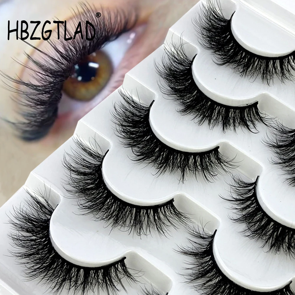 

5 pairs 3D Mink Lashes False Eyelashes Fluffy Thick Cross Wispy Natural Eye lashes Mink Soft Lash Extension Supplies Makeup Set