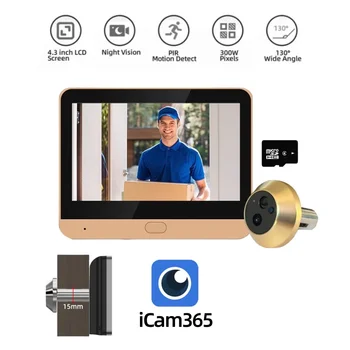 ICam365 Telecamera Spioncino WiFi da Esterno 3MP, Videocamera di Sicurezza per Porta con Audio Monodirezionale e Visione Notturna HD