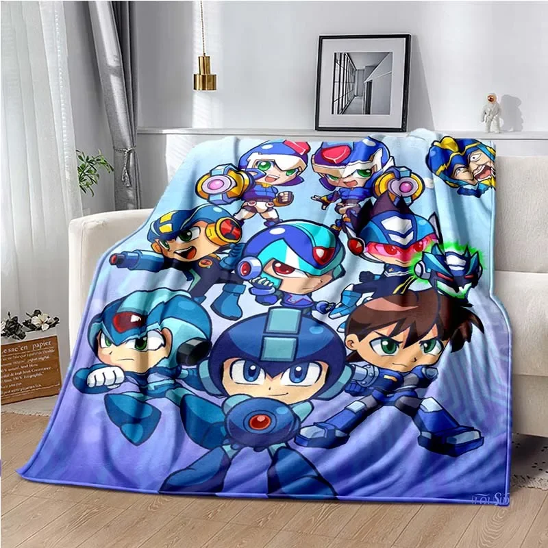 Cartoon Rockman Megaman Game Soft Plush Blanket,Flannel Blanket Throw Blanket for Living Room Bedroom Bed Sofa Picnic Cover Kids 2
