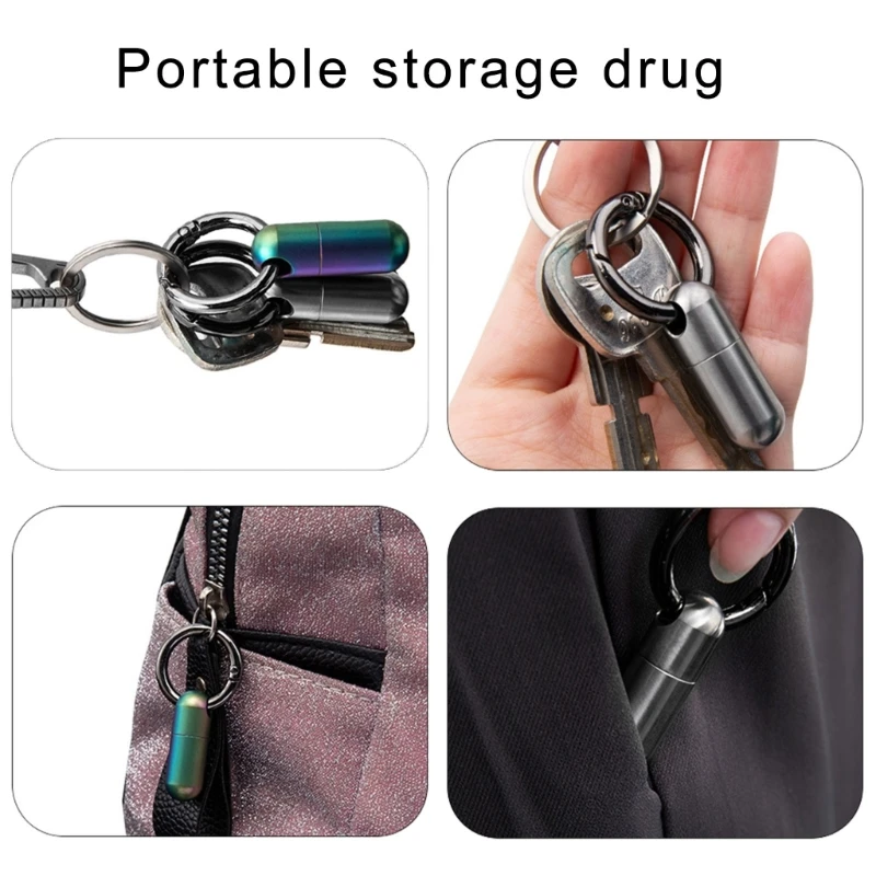 FashionKeychainPendantKeyringMedicineCarryCaseWaterProofPills