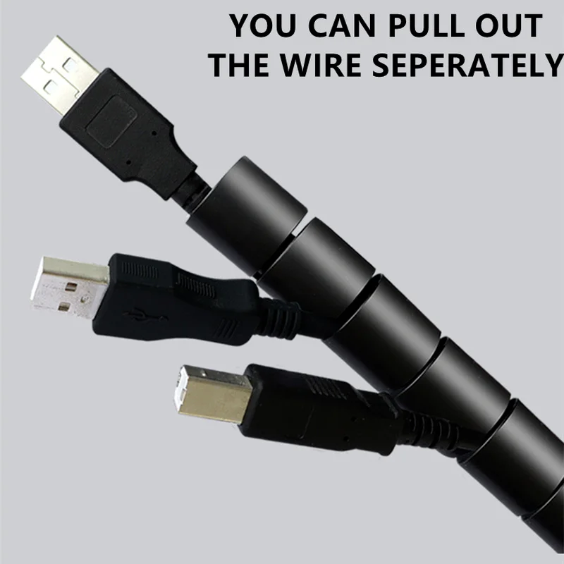 유연한 케이블 와이어 프로텍터 정리 튜브, 나선형 랩 케이블, 와인딩 보관 파이프 데스크, 깔끔한 코드 관리, 2M, 8mm, 10mm, 28mm