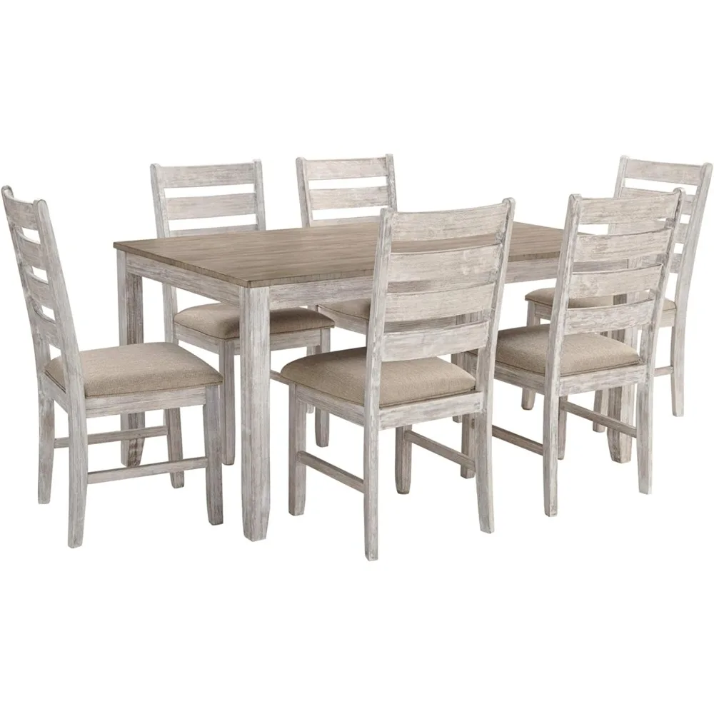 

Skempton Cottage Dining Room Table Set with 6 Upholstered Chairs, Whitewash