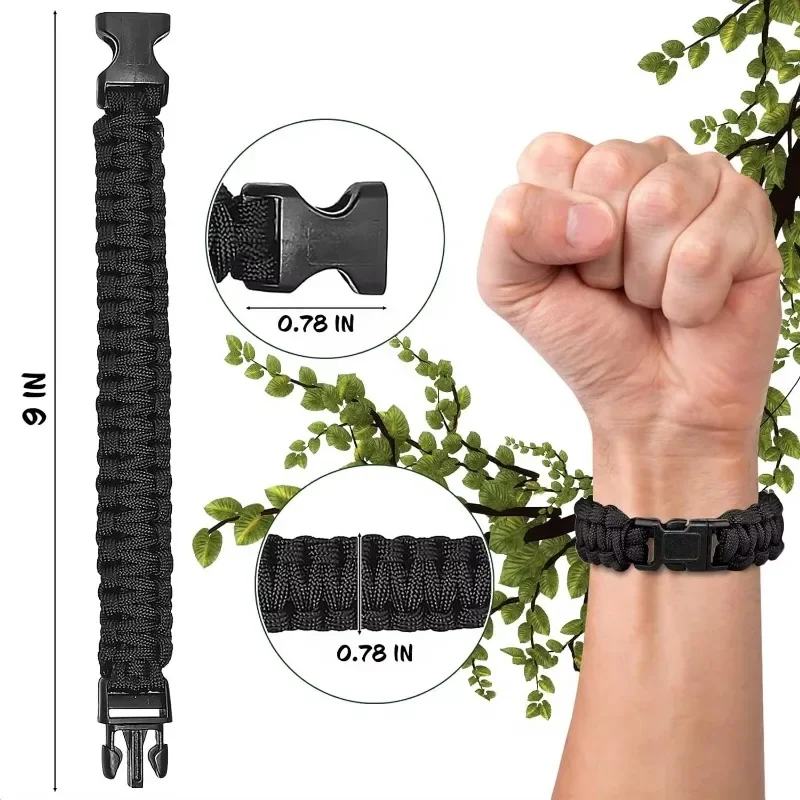 7-core Woven Paracord Bracelet Durable Plastic Clips Outdoor EDC Emergency Survival Camping Hiking Accessory