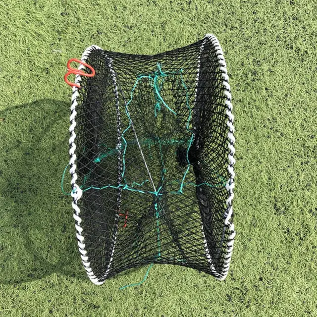 Foldable spring three-hole crab cage round crab crayfish fishing net cage shrimp and shrimp cage crucian fish net bait trap 2