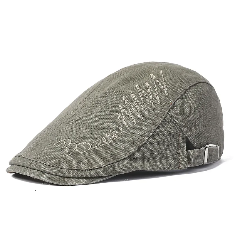 

LDSLYJR Four Seasons Cotton Letter Embroidery Newsboy Caps Flat Peaked Cap Men and Women Painter Beret Hats 160