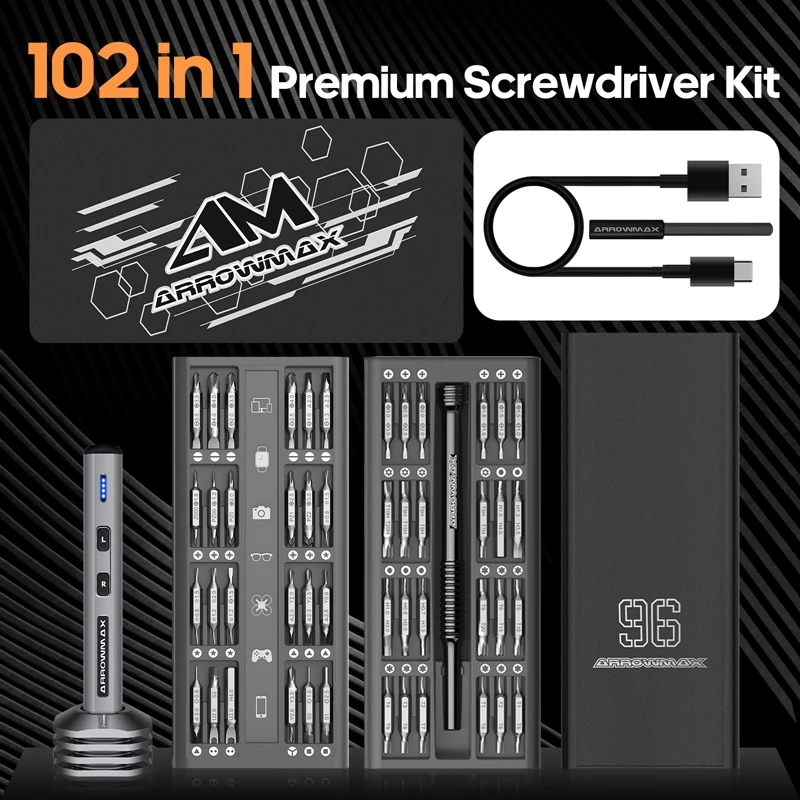 Arrowmax Mini Elektrische Schroevendraaierset Oplaadbare Draagbare Draadloze Precisieschroevendraaiers Set Ses Mini Plus