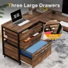 L-Shaped Computer Desk with 3 Drawers, Reversible Corner Home Office Desk with Shelves 4